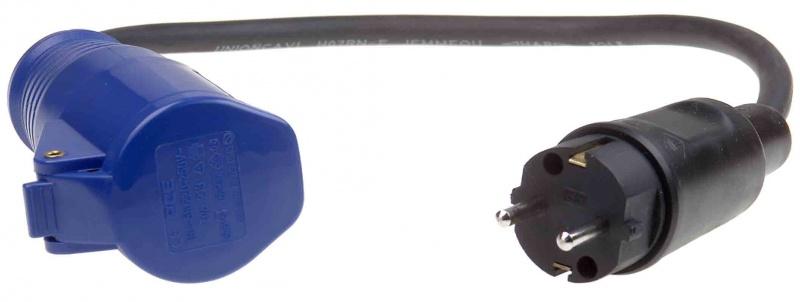 Connectra Verloopsnoer H07RN-F 3G1,5mm2 - 25cm Schuko contactstop naar CEE  